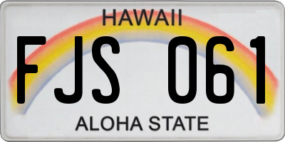 HI license plate FJS061