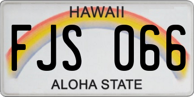 HI license plate FJS066