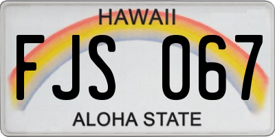 HI license plate FJS067