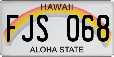 HI license plate FJS068