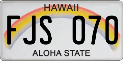 HI license plate FJS070