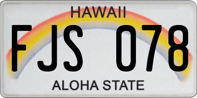 HI license plate FJS078