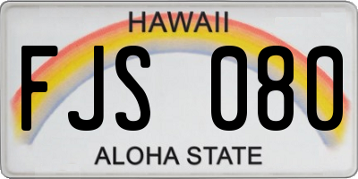 HI license plate FJS080