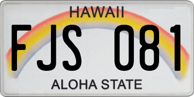 HI license plate FJS081
