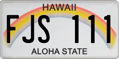 HI license plate FJS111