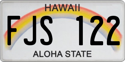 HI license plate FJS122