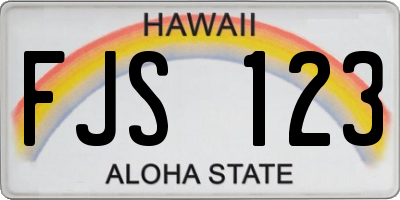 HI license plate FJS123