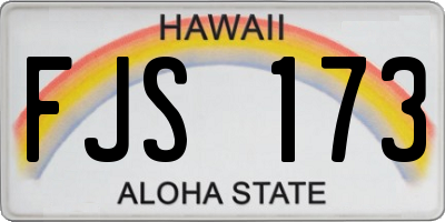 HI license plate FJS173