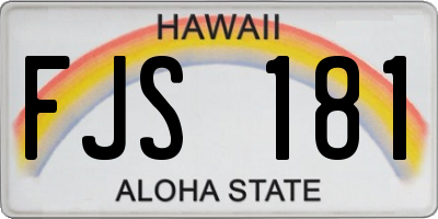 HI license plate FJS181