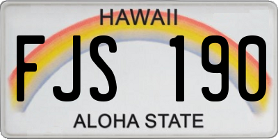 HI license plate FJS190
