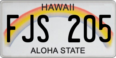 HI license plate FJS205