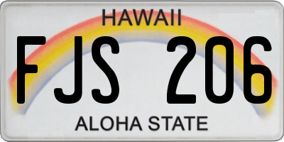 HI license plate FJS206