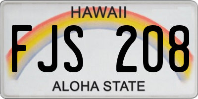 HI license plate FJS208