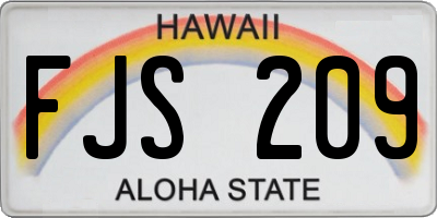 HI license plate FJS209