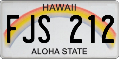 HI license plate FJS212