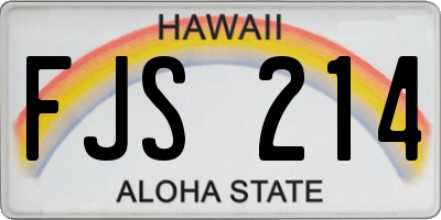HI license plate FJS214