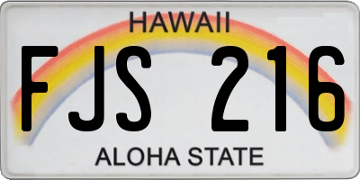 HI license plate FJS216