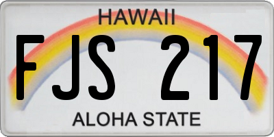 HI license plate FJS217