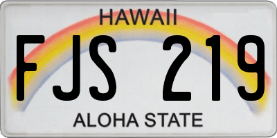HI license plate FJS219