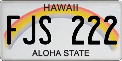 HI license plate FJS222