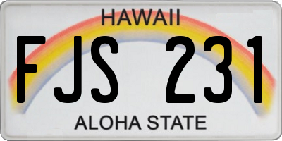 HI license plate FJS231