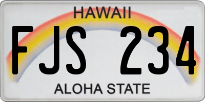 HI license plate FJS234