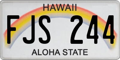 HI license plate FJS244