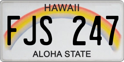 HI license plate FJS247