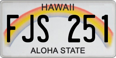 HI license plate FJS251