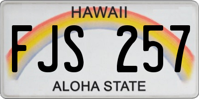 HI license plate FJS257