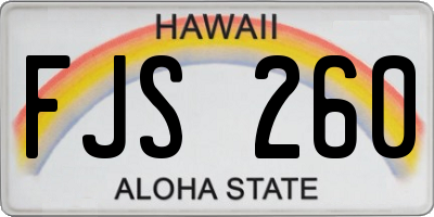 HI license plate FJS260