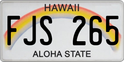 HI license plate FJS265