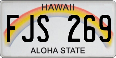 HI license plate FJS269