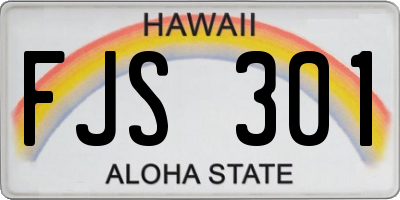 HI license plate FJS301