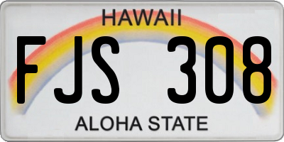 HI license plate FJS308