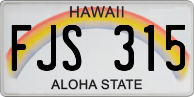 HI license plate FJS315