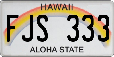 HI license plate FJS333
