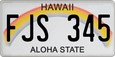 HI license plate FJS345