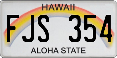 HI license plate FJS354