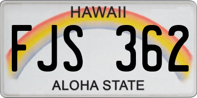 HI license plate FJS362