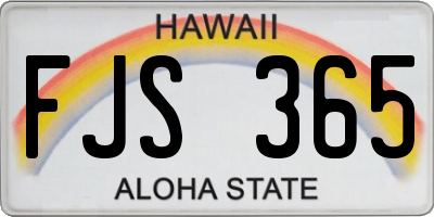 HI license plate FJS365