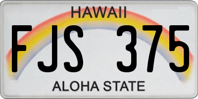 HI license plate FJS375