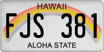 HI license plate FJS381