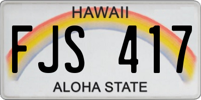 HI license plate FJS417