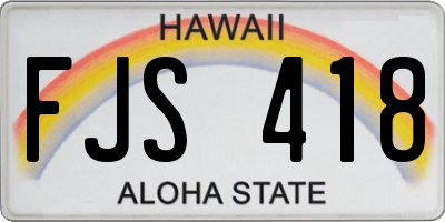 HI license plate FJS418