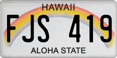 HI license plate FJS419