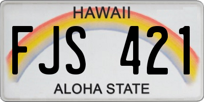 HI license plate FJS421