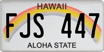 HI license plate FJS447