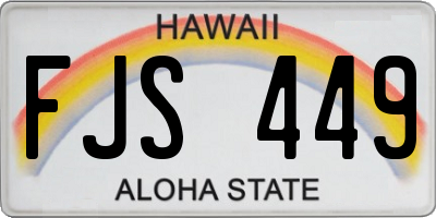 HI license plate FJS449