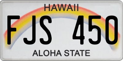 HI license plate FJS450